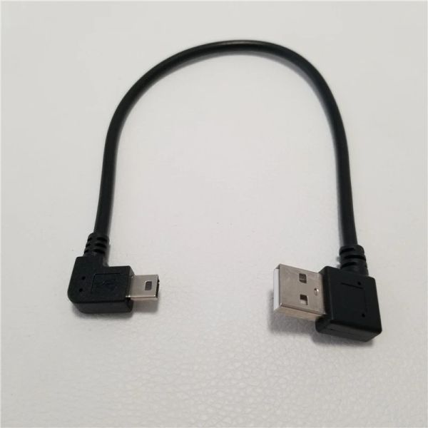 Câble USB 2.0 à Angle droit de 90 degrés, Mini connecteur mâle à mâle gauche, 25cm, 10 pièces/lot