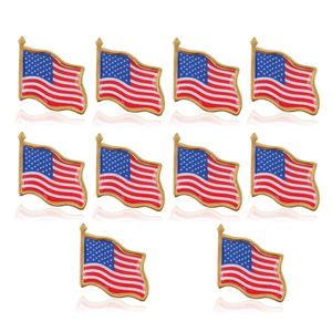 10 unids/lote bandera americana Pin de solapa Estados Unidos sombrero corbata tachuela alfileres Mini broches para decoración de bolsos de ropa