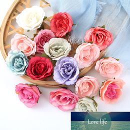 10 stks / partij kunstbloem 4 cm zijde rose hoofd voor bruiloft huis decoratie diy bloem muur plakboek craft fake flo