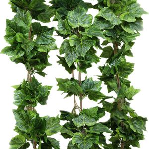 Guirlande de feuilles de raisin artificielles en soie, 10 pièces, fausse vigne, lierre, décoration intérieure et extérieure, fleur de mariage, feuilles vertes, décoration 250A