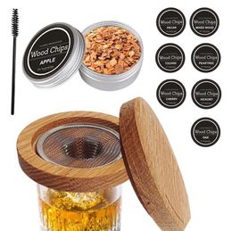 10 unids/lote herramientas de Bar Kit de ahumador de whisky de cóctel con 8 sabores diferentes de fruta virutas de madera Natural para bebidas accesorios de barra de cocina herramientas al por mayor