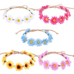 10 stks / partij Bohemen zonnebloem haarband voor vrouwen bloemen hoofdband partij bruiloft bruid strand hoofddeksels polyester meisjes haaraccessoires