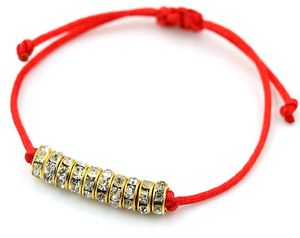 10 stks / partij Chinese Knoop String Crystal Armbanden Handgemaakte Gevlochten Touw Lucky Sieraden Verstelbare Rode Armband