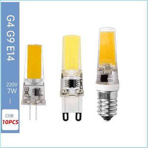 10 pcs/lot COB LED G4 G9 E14 5 W 7 W ampoule AC 12 V 220 V lampe à LED projecteur lustre éclairage remplacer 30 W 60 W lampes halogènes H220428