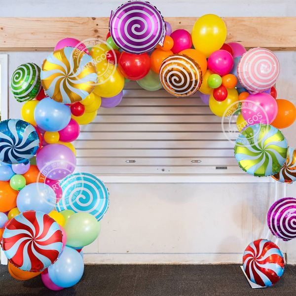 10 pcs/lot ballons en feuille de bonbons colorés 18 pouces boules de sucette rondes mariage saint valentin fête d'anniversaire décoration enfants globo