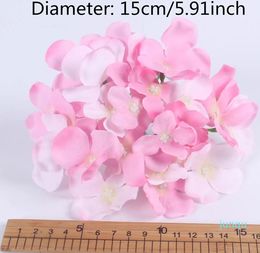 Têtes de fleurs décoratives colorées, hortensia artificielle en soie, bricolage, fête à domicile, arc de mariage, mur de fond 01, 10 pièces/lot