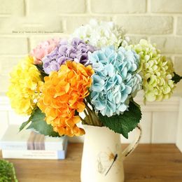 10 stks/partij kleurrijke bruiloft Simulatie van hortensia bloem voor display bloem 47 cm PU latex Decoratieve bloemenkransen