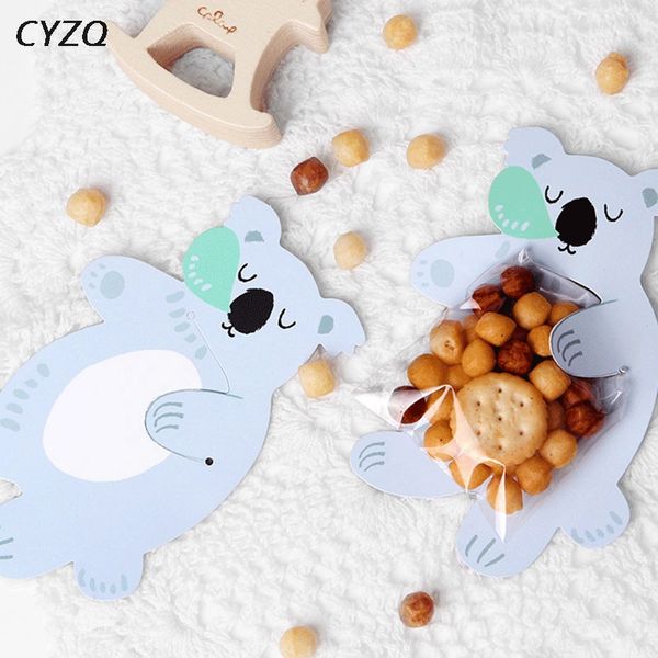 10pcs/lote lindo animal oso conejo koala bolsas de caramelo tarjetas de felicitación fiesta de cumpleaños para galletas