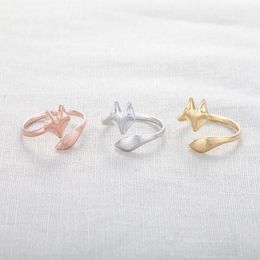 10pcs lot Cute Fox Ring Goud Zilver Rose Gold Fox ringen unieke ringen verstelbare ringen dierenringen stretch ringen schattige ringen cool r250V