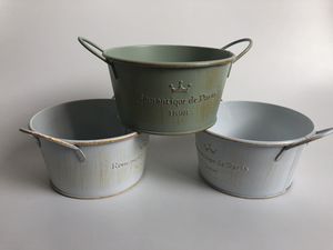 10 Unids / lote D12XH6 Vintage Nostalgia Tin Planter Cubos Galvanizados Boda Suculentas Maceta Romancique de Paris Desde 1898 T200529