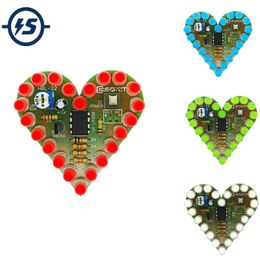 Envío gratuito 10 unids/lote DIY en forma de corazón lámpara de respiración corazón LED DIY Kit DC4V-6V kits electrónicos en forma de corazón lámpara Suite Kit Electronique