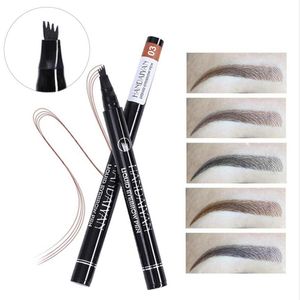 10 stks / partij Drop Handaiyan Wenkbrauwen 4 Vork Micro-Carving Liquid wenkbrauw Potlood Zeer fijn waterdicht Tint Eye Brow Tattoo Pen Wenkbrauw Enhancer