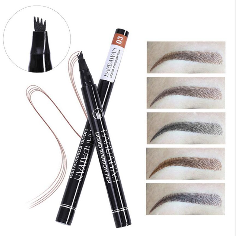 10pcs/lot drop HANDAIYAN Eyebrows 4 Fork Micro-carving Liquid Eyebrow Pencil Very Fine Waterproof Tint Eye Brow Tattoo Pen Eyebrow Enhancer