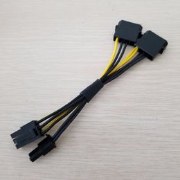 10pcs/lote dual 4pin ide molex a pci-e PCI Express Graphics Video Tarjeta Cable de fuente de alimentación de 8pin 18awg 15 cm para BTC Miner