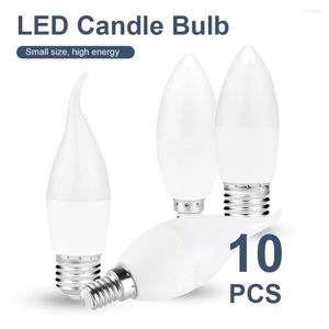 10 Pcs/lot E14 E27 LED Bougie Ampoules AC 220 V Lumière Lustre Lampe 3 W 6 W 7 W 9 W Chambre Décoration Économie D'énergie