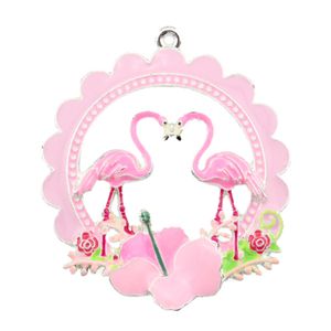 10 pcs/lot émail rouge couronné grue forme pendentif mignon Animal oiseau pendentifs à breloque pour collier