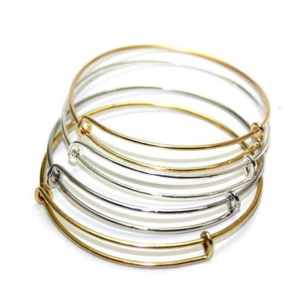 10 pièces/lot mode extensible fil Bracelet Bracelet réglable or argent ton breloques bricolage pour femmes hommes bijoux