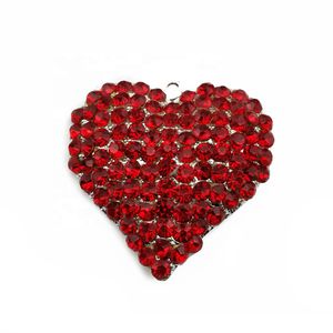 10 -stcs/lot mode sieraden strass Love hartvorm hanger voor ketting Valentijnsdag cadeau luxe kristal rood hart charmes