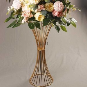 10 -stcs/kavel goudbloem 60 cm hoge bloemenvazen ​​staat metalen weg lood bruiloft middelpunt bloemen rek voor evenement feestdecoratie hkd230823