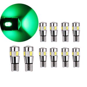 10pcs / lot green auto ampoules CANBUS T10 W5W 5630 6SMD LED pour la plaque d'immatriculation automatique Lampe de clairance 12V