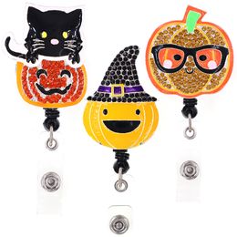 10 piezas/lote Halloween Holiday Badge Reel forma de calabaza