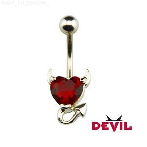 10pcs/lote Heart Gem Hornos Devil Horns Dangle Navel Bar Stand Button Rings Body Percing Jewelry L230808