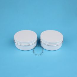 10 stks / partij Hoge Kwaliteit 50G EPMTY Aluminium Crème Jar Dames Cosmetische 50ml Facial Cream Jar Lady White Deksel Hervulbare Schroef Kunnen