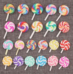 10 pcs/lot haute qualité beauté Kawaii arc-en-ciel breloques pour sabot chaussures sucette bonbons polymère argile Cabochons Flatback pour bricolage téléphone décoration