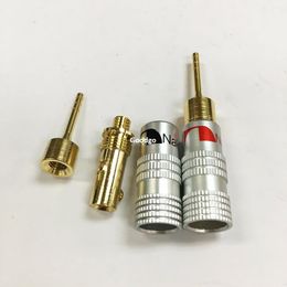 10pzas/lote alta calidad nuevo 24K oro Nakamichi altavoz Pin 2mm conectores Banana cable de altavoz recto conector de bloqueo de tornillo