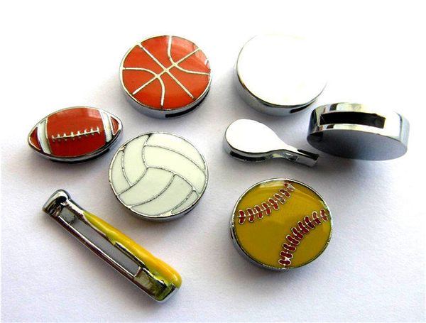 10 piezas/agujero de lote 8 mm de baloncesto de béisbol fútbol tobogán de fútbol deportes deportes de bricolaje apto para llaves de 8 mm joyería de pulsera