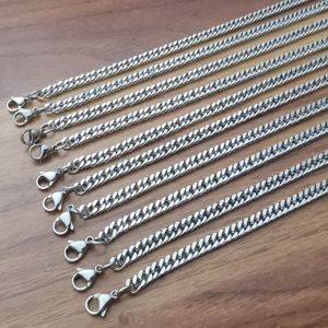 10 stks veel in bulk groothandel sieraden rvs vrouwen heren mode 4mm dubbele link curb chain ketting voor geschenken zilveren kleur