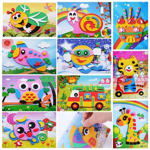 10pcs Lot Kids Diy 3D Eva Foam Sticker Puzzels Cartoon Dier Multi Patronen Styles Puzzle Game Art Craft Vroeg educatief speelgoed 220716