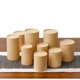 10 unids / lote Tubo de papel Kraft Cilindro redondo Té Caja de contenedor de café Embalaje de cartón biodegradable para dibujar camiseta Incienso G3287