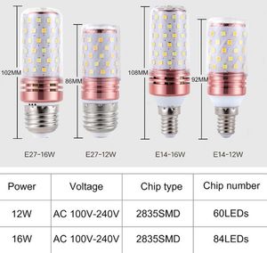 10 pièces/lot LED ampoule de maïs E27 E14 SMD 2835 pas de scintillement ampoules lampe 12W 16W 220V lustre bougie LED s lumière pour la décoration de la maison