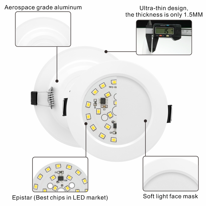 10st/Lot LED Downlight 3W 5W 7W 9W 12W 15W 220V Infälld takljus 3/4/5 tum Rund LED -panel ner Light Spotlight Lighting