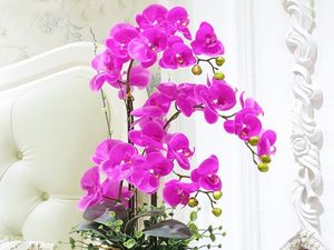 10pcs / lot Butterfly artificiel à la vie orchidée fleur de fleur phalaenopsis Mariage maison bricolage décoration fausses fleurs livraison gratuite
