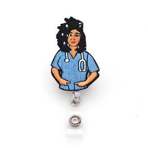 10pcs lot de clés médicales anneaux en train de badge de forme infirmière noire rétractable Reel pour cadeau 313U