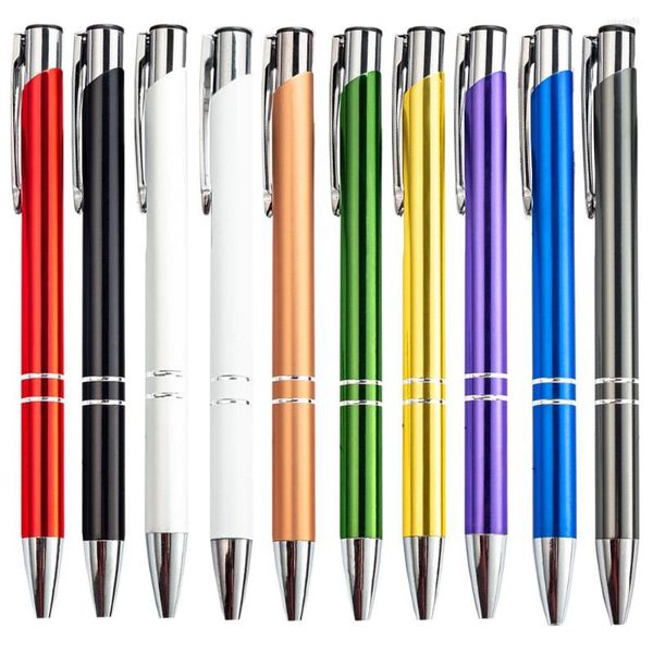 10 Pcs/Lot stylos à bille rétractables en métal fournitures scolaires de bureau d'affaires étudiants enseignants mariage cadeaux d'anniversaire de noël