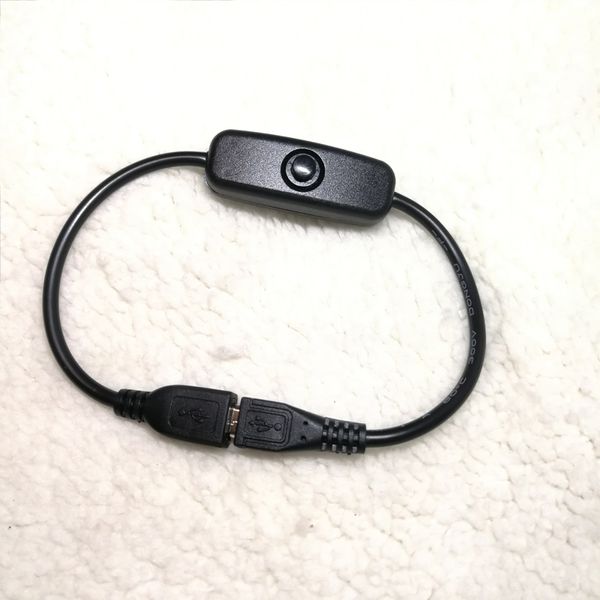 10 pcs/lot Micro USB mâle à femelle câble adaptateur d'alimentation avec interrupteur marche/arrêt noir