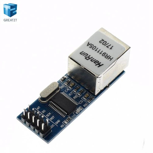 Livraison gratuite 10PCS / LOT mini ENC28J60 Module de carte réseau Ethernet LAN 25MHZ Crystal AVR 51 LPC 3.3V +