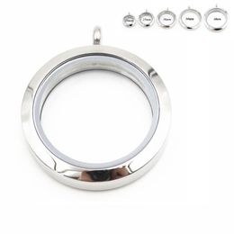 10pcs / lot Mix Taille Ronde Argent Vis Unie Médaillon Flottant En Acier Inoxydable 316L Charmes Flottants Mémoire Verre Médaillon Pendant285k