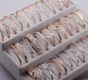 Bracelet en strass cristal plaqué or, 10 pièces/lot, mélange de styles, pour bricolage, bijoux à la mode, cadeau CR016, livraison gratuite