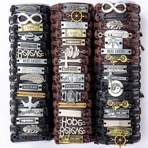 10 pcs/lot mélange Style métal cuir bracelets Bracelets pour bricolage artisanat mode bijoux cadeau réglable 7-11 pouces LW05