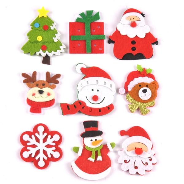 10pcs/lote de poliéster mixto Fieridad de fieltro Árbol de Navidad/Patch de copas de nieve Apliques Sticker Craft Craft Diy no tejido CP3532