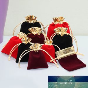 10 unids/lote bolsas de terciopelo coloridas de varios tamaños, embalaje de joyería, embalaje con cordón, bolsas de regalo de boda y Navidad