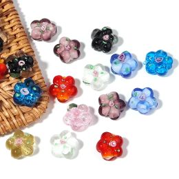 10 -stcs/lot multicolor glazen kralen doorschijnende bloem losse glazuur charmes voor sieraden maken doe -het -zelf armbanden lampwerkaccessoires