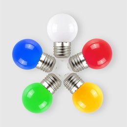 10 unids/lote bombilla colorida más nueva E27 1W 3W 220V rojo azul verde blanco amarillo cálido RGB blubs ahorro de energía LED pelota de golf lámpara de globo