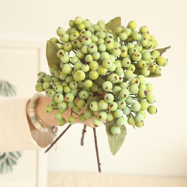 10 pcs/lot PE Mousse Berry Vert Fruit plante Baies Fleur Artificielle branches de cerisier Simulation Olives Maison De Noël Décoratif De Mariage