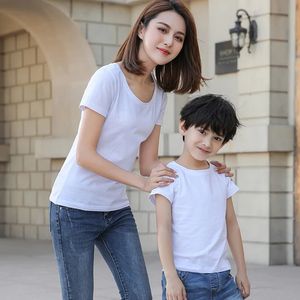 10pcs/lote Sublimación simple en blanco Polyester Kid Camiseta con sensación de algodón para regalos para niños personalizados 240410