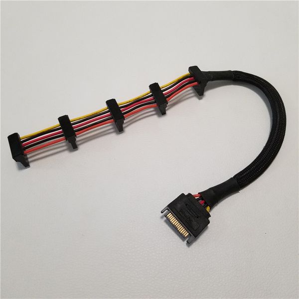 10pcs / lot Extension Câble SATA 15pin 1 à 5 Fil de câble d'assemblage du disque dur 40 cm